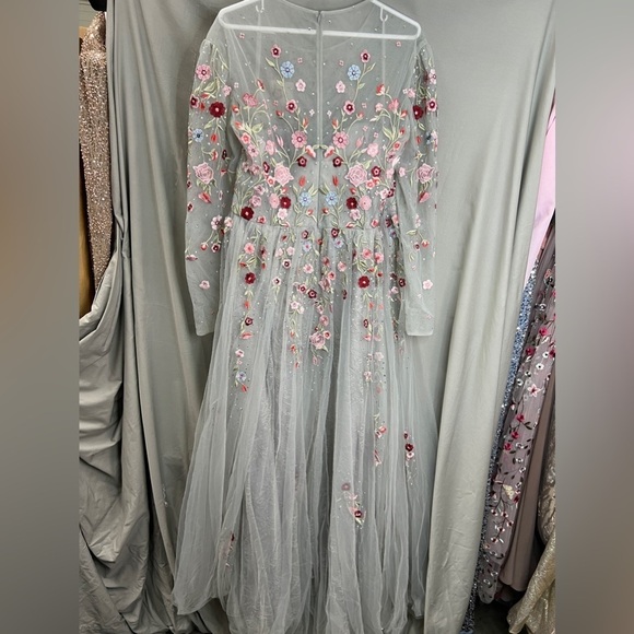 Mac Duggal 11241 NWT EMBROIDERED ILLUSION HIGH NECK LONG SLEEVE A LINE - Picture 6 of 11